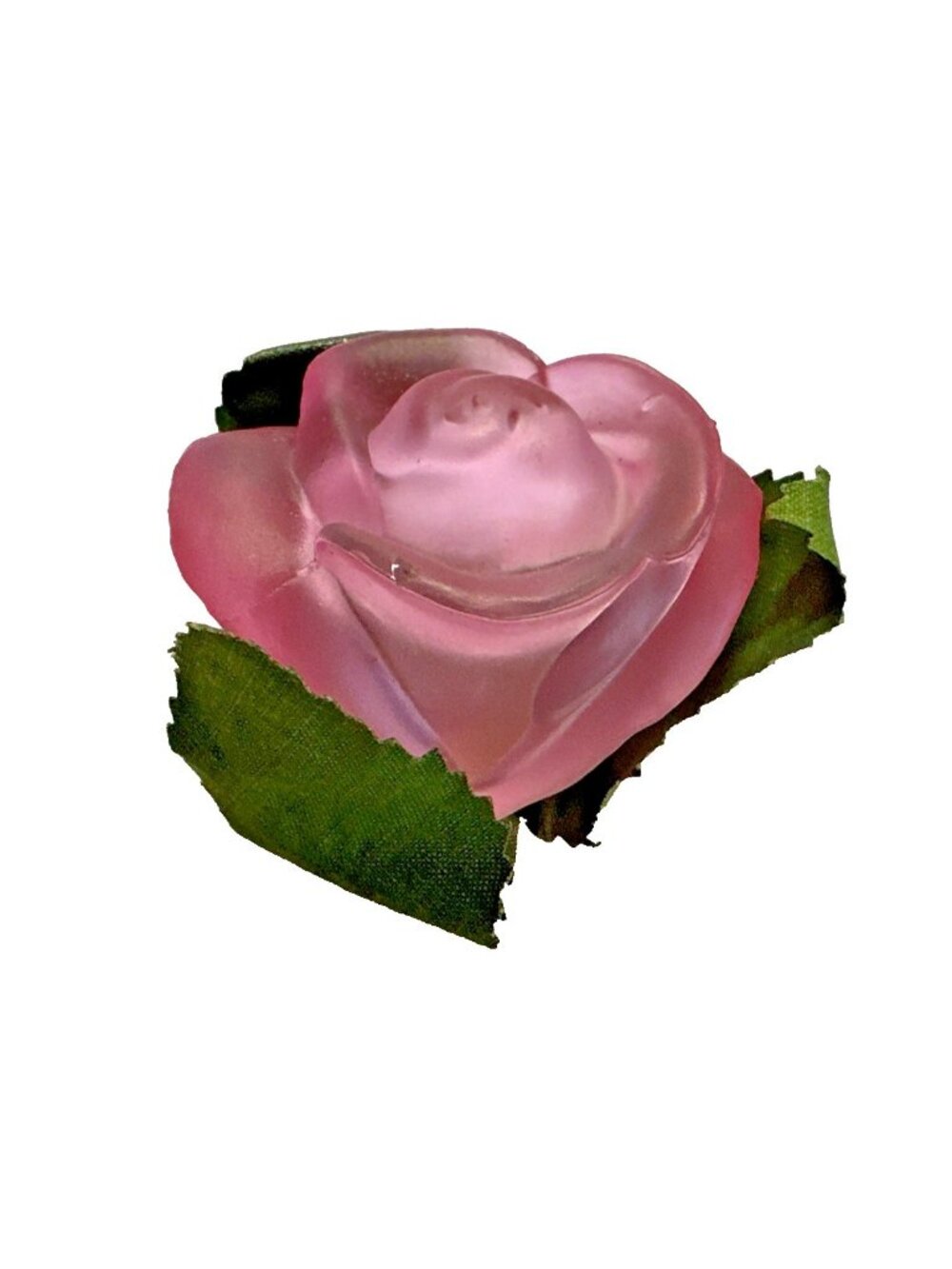 Vintage Old World Christmas Glass Pink Rose Light Cover With Silk Leaves, O-Ring